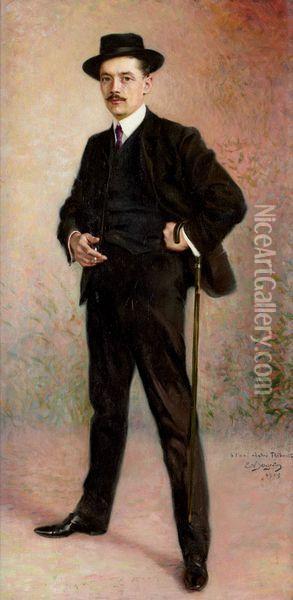 Portrait D'homme Oil Painting - Edouard De Bergevin