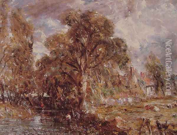 Scene on a River I Oil Painting - John Constable