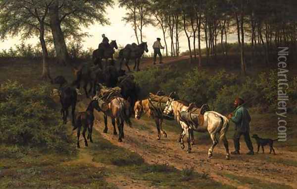 Foresters returning home Oil Painting - Willem Carel Nakken
