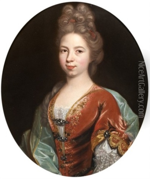 Portrait De Jeune Femme Oil Painting - Nicolas de Largilliere