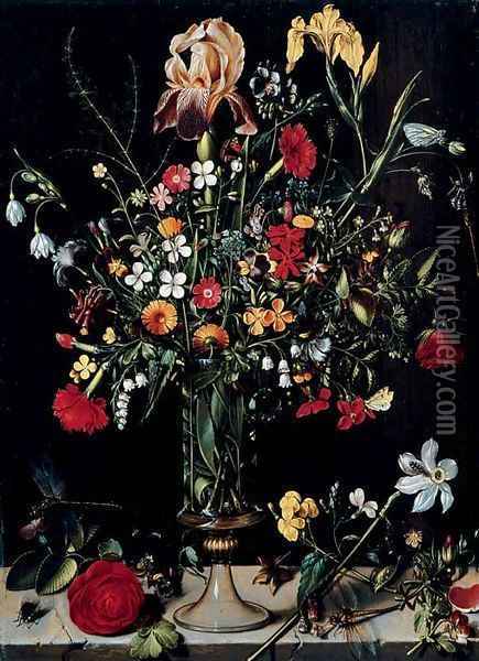 A still life of flowers in a vase Oil Painting - Ambrosius the Elder Bosschaert
