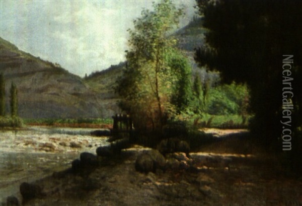 Le Saleve, Geneve Oil Painting - Edmond Louis Dupain