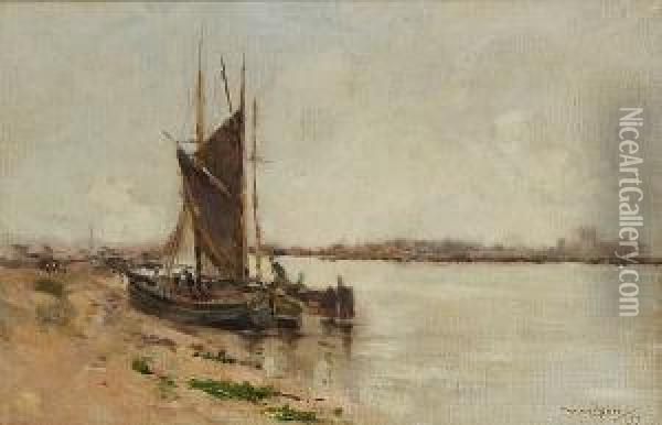 River Scene Oil Painting - William Alfred Gibson