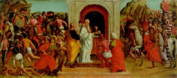 Melchizedek Blessing Abraham Oil Painting - Ercole de' Roberti