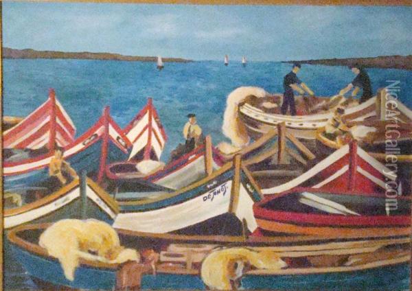 Jeux De Barques Oil Painting - Jean De Jong