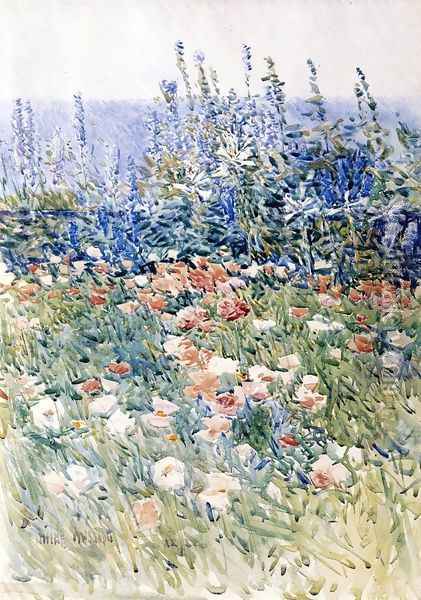 Flower Garden, Isles of Shoals Oil Painting - Childe Hassam