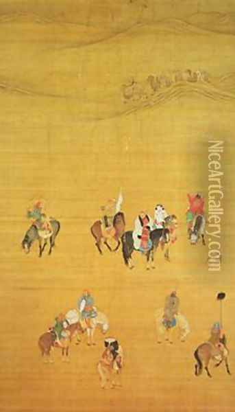 Kublai Khan 1214-94 Hunting Yuan dynasty 2 Oil Painting - Liu Kuan-tao