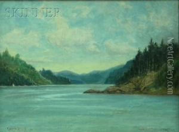 Lake View, Possiblylake Seymour In Vermont Oil Painting - C. Myron Clark