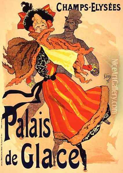 Reproduction of a poster advertising the 'Palais de Glace', Champs Elysees, Paris, 1896 Oil Painting - Jules Cheret