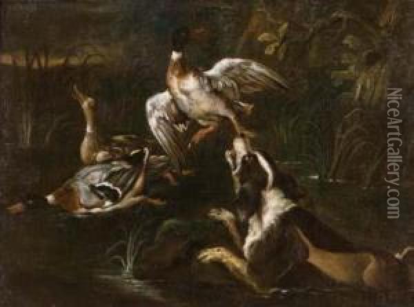 Cane Con Uccelli In Un Paesaggio Oil Painting - Baldassare De Caro