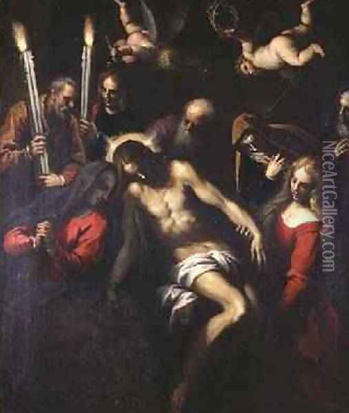 Pieta, modelletto for the altarpiece in the cathedral at Reggio Emilia, 1612 Oil Painting - Palma Vecchio (Jacopo Negretti)