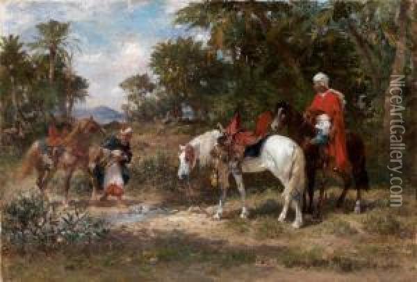 La Halte Dans La Palmeraie Oil Painting - Georges Washington