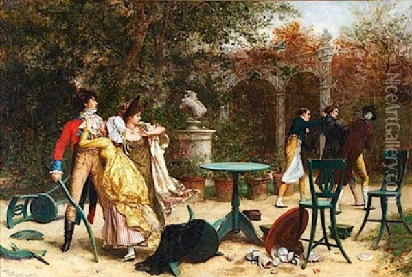 La Dispute Oil Painting - Frederik Hendrik Kaemmerer