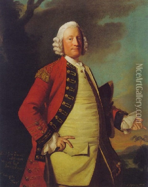 Portrait Of Lieutenant Colonel Daniel Leighton Oil Painting - Allan Ramsay