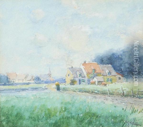Village View Oil Painting - Henri Janlet