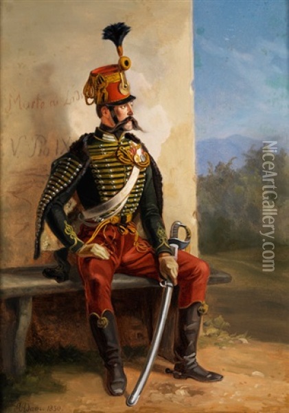 Franzosischer Soldat Bei Der Rast Oil Painting - Albrecht Adam