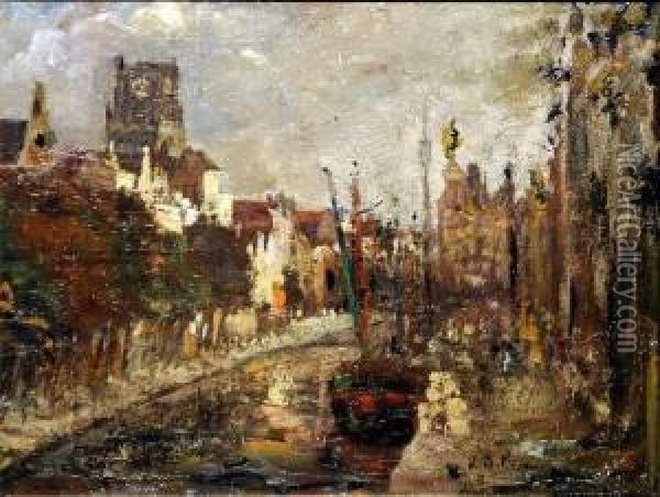 [canal De Bruges A Terneuze] Oil Painting - Ernest Van Den Panhuysen
