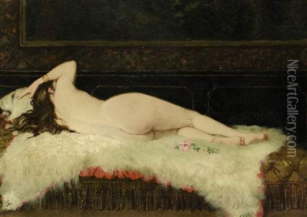 Liegender Weiblicher Ruckenakt Oil Painting - Frans Verhas