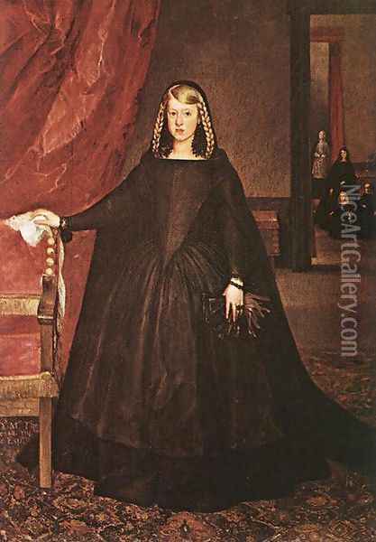 The Empress Dona Margarita de Austria in Mourning Dress 1666 Oil Painting - Juan Bautista Martinez del Mazo