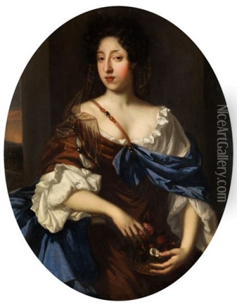 Bildnis Einer Jungen Adligen, Moglicherweise Maria Beatrice Von Modena, Herzogin Von York Oil Painting - Benedetto Gennari the Younger