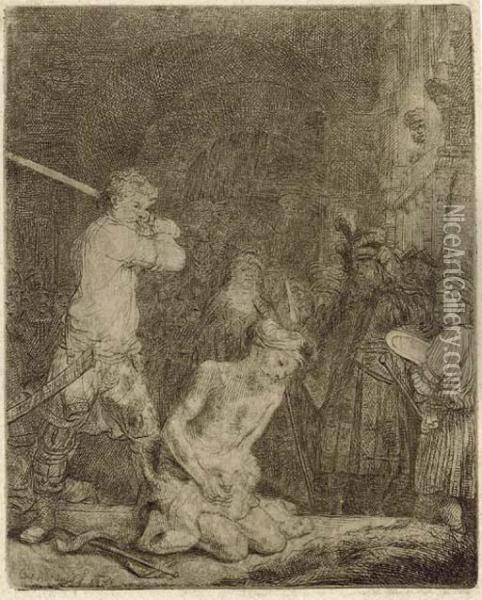 The Beheading Of Saint John The Baptist Oil Painting - Rembrandt Van Rijn