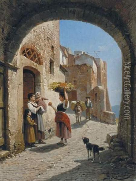 Ruelle A San Remo Oil Painting - Jacques Carabain
