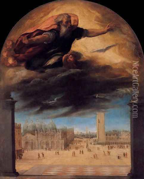 God the Father over the Piazza San Marco Oil Painting - Bonifacio Veronese (Pitati)