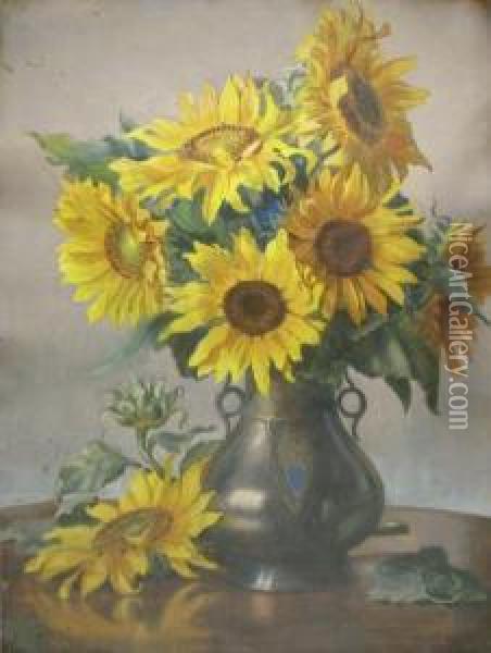 Floarea Soarelui Oil Painting - Piroska Szilagyi