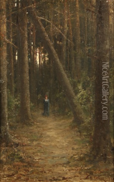 A Walk In The Woods Oil Painting - Yuliy Yulevich Klever the Younger