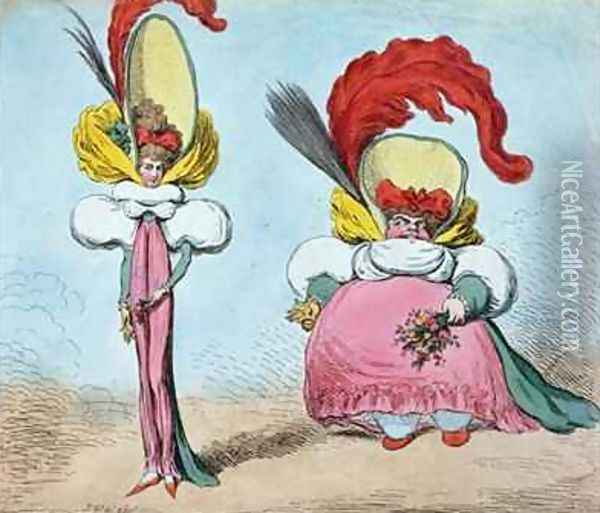 Following the Fashion St Jamess giving the Ton a Soul without a Body Cheapside aping the Mode a Body without a Soul Oil Painting - James Gillray