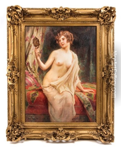 Femme Au Miroir Oil Painting - Abel Dominique Boye