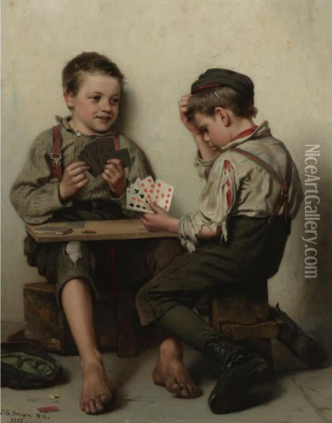 Bluffing Oil Painting - John George Brown