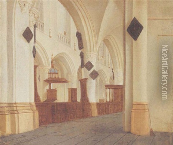 Haarlem - The Interor Of The St. Bavo Church Oil Painting - Isaac van Nickele