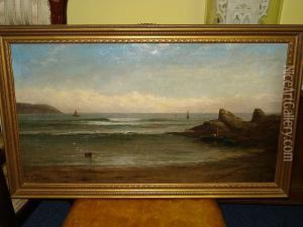 A Pair Of Extensive Coastal Landscapes, Signed Oil Painting - George Henry Jenkins