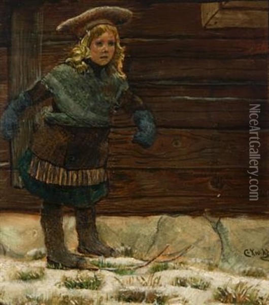 Ovelse Gjor Mester Oil Painting - Christian Krohg