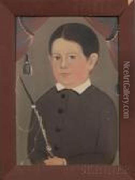 Portrait Of A Boy Holding A Riding Whip. Oil Painting - William Matthew Prior