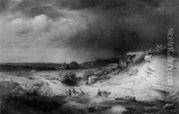 Alpenvorland Bei Aufziehendem Gewitter Oil Painting - Friedrich (Der Rote) Mayer