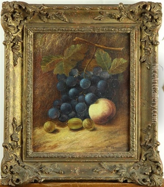 Still Life With Grapes, Figs, And Peach Oil Painting - William Mason Brown