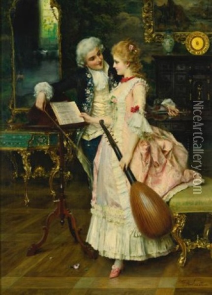 An Interlude Oil Painting - Federico Andreotti