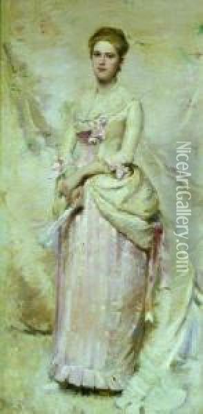 Portrait Of An Elegant Woman Oil Painting - William Morton J. Rice