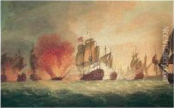 The Battle Of Cape St Vincent Jan 16th 1780 Oil Painting - Richard Paton