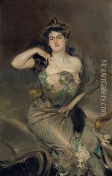 Portrait Of Madame Arnold Seligmann Oil Painting - Giovanni Boldini