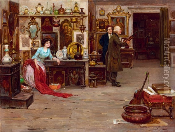 The Antique Dealer Oil Painting - Cesare Vianello