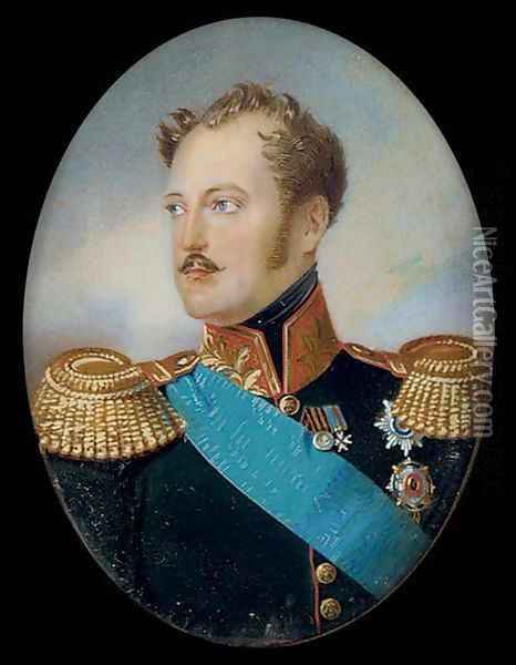 Miniature Portrait of Czar Nicholas I of Russia Oil Painting - Ivan Winberg