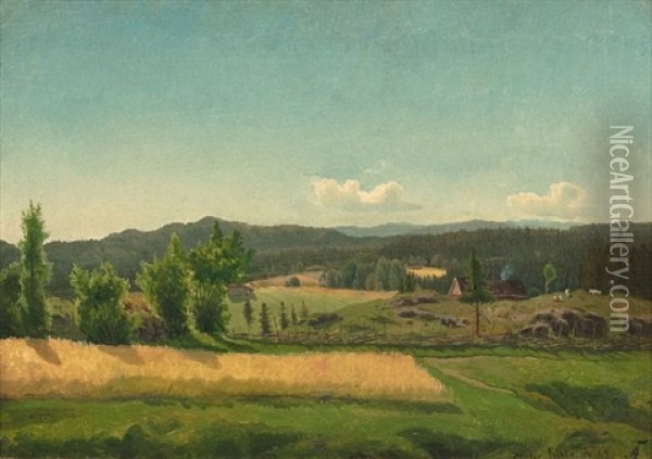 Vid Udsigt Fra Kiste Oil Painting - Adolph Tidemand