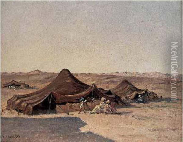 Caravane Dans Le Vent Oil Painting - Ch. Theodore, Bey Frere