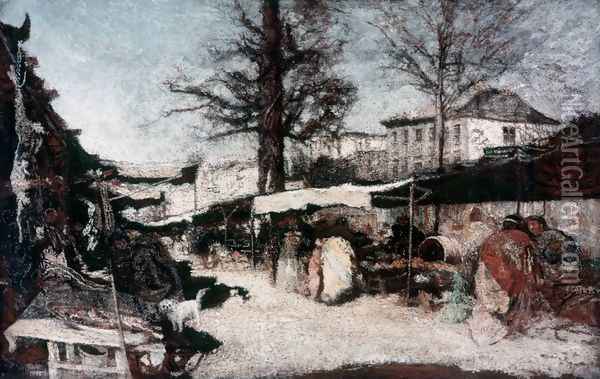 The market at Marseille Oil Painting - Adolphe Joseph Thomas Monticelli