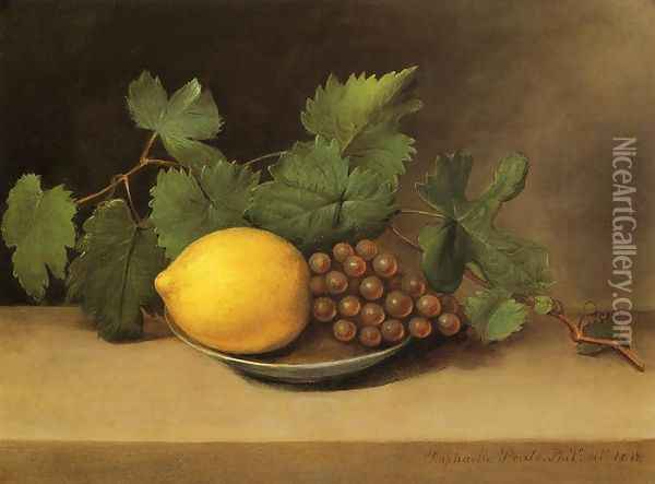 Lemon and Grapes Oil Painting - Raphaelle Peale