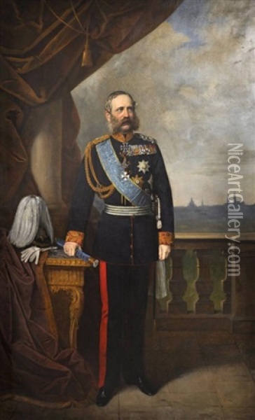 Konig Albert Von Sachsen Als Generalfeldmarschall Der Preusischen Armee Oil Painting - Alfred Diethe