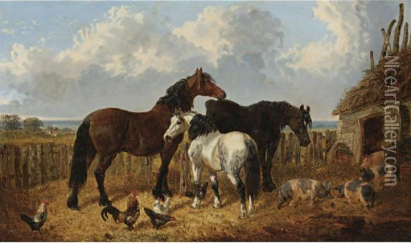 The Stableyard Oil Painting - John Frederick Herring Snr